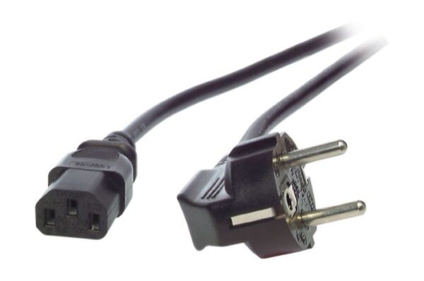 Netzkabel, Schutzkontaktstecker 90°, 3x 0,75 mm², 10A/250V, 2m, schwarz