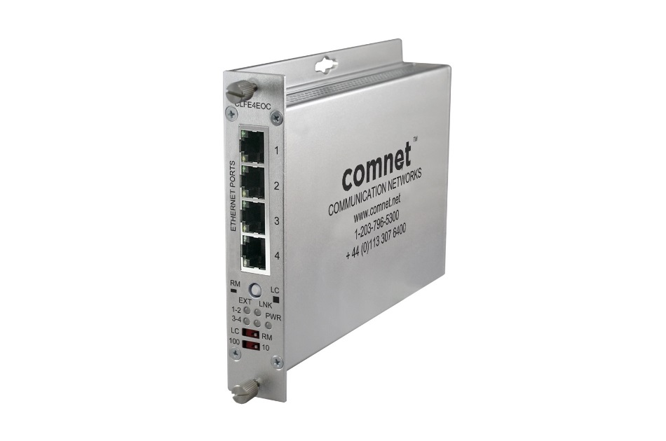 Ethernet über Koax, 4 Kanal, PoE, 10/100 MBit, -40+75°C, Modul