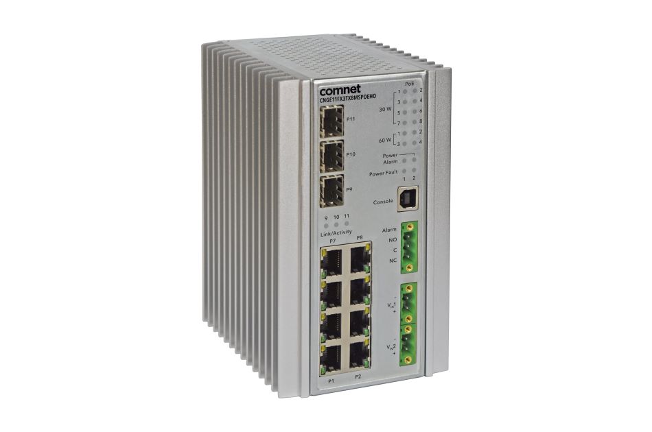 Gigabit Switch, Managed, PoE 60W, 8x RJ45 10/100/1000Mbps, 3x SFP 100/1000Mbps, DIN