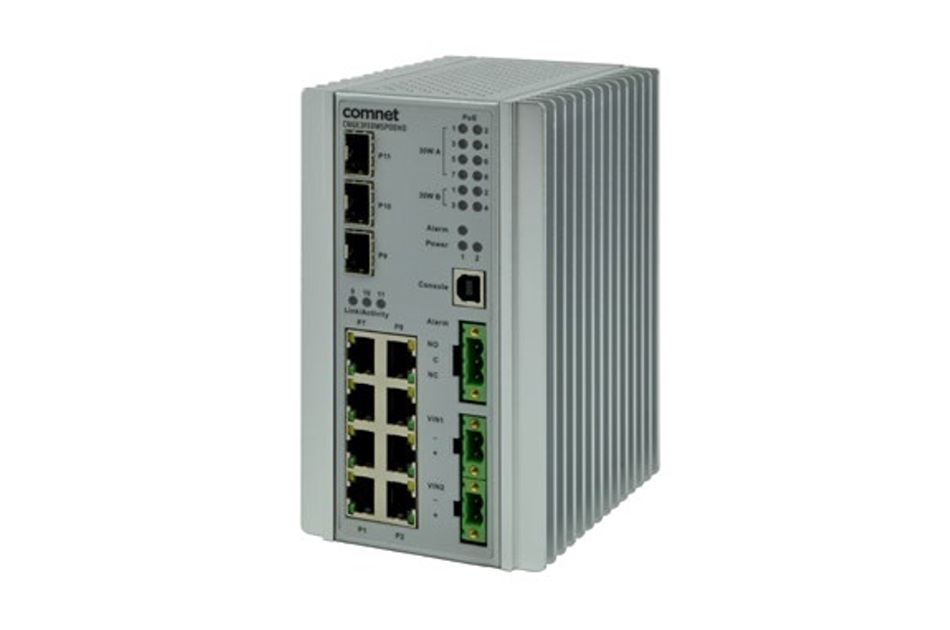 Managed Ethernet Switch, 8x RJ45, 3x SFP, DIN-Rail, 30W PoE+, 2,5Gbit Uplink