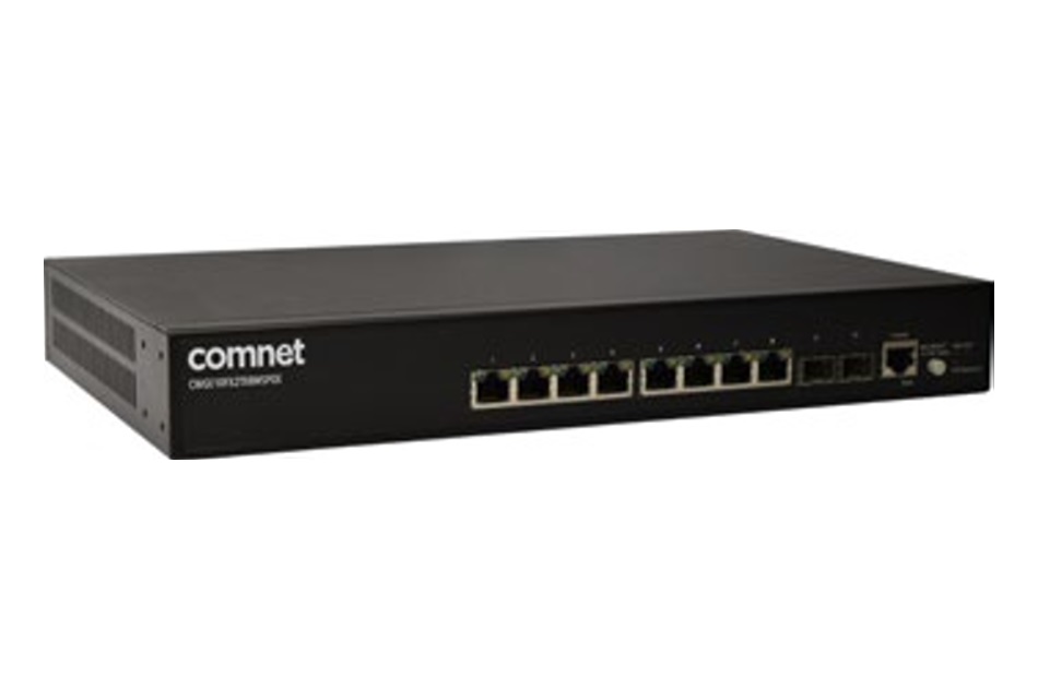 Managed Gigabit Switch, 8xRJ45, 2xSFP, 19", 1RU, 30W PoE+, 230VAC