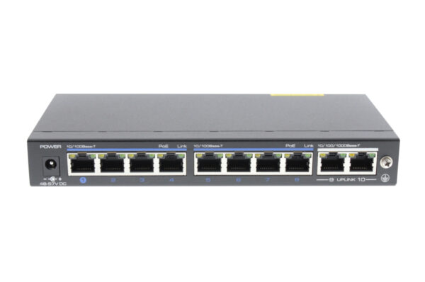 Switch, Unmanaged, 120W 8x PoE, 2 x RJ45 Uplink 10/100/1000 Mbps, Desktop