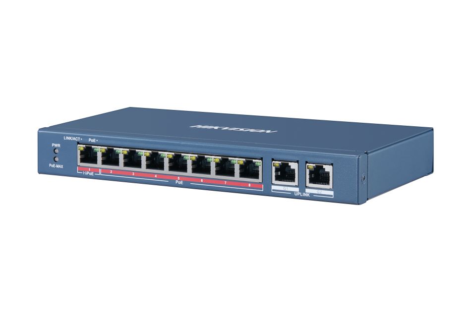 Ethernet Switch, unmanaged 8x RJ45, 2x RJ45 Uplink, PoE 110W, 48VAC