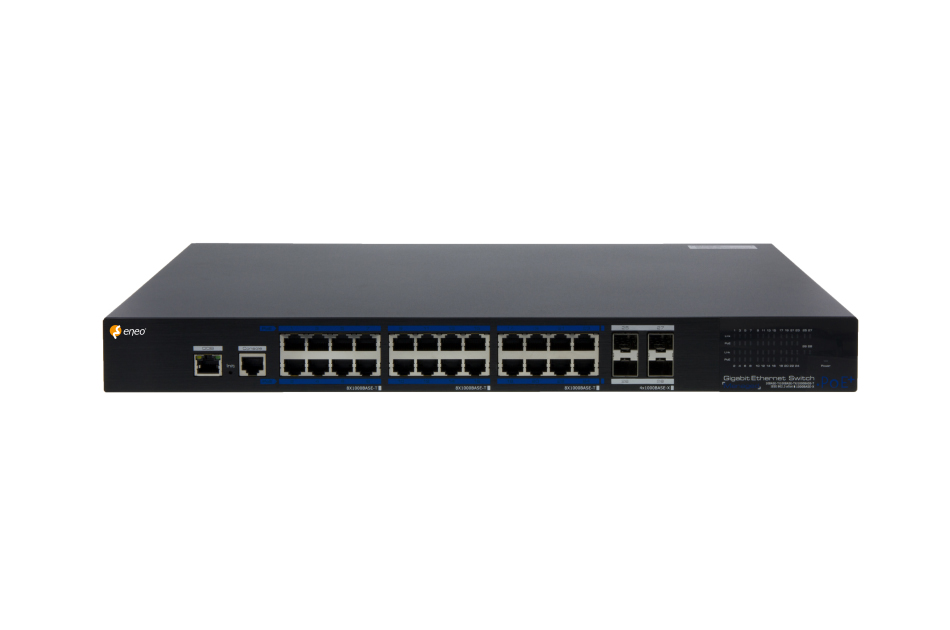 Gigabit Switch, Managed, 390W, 24x PoE, 4x SFP, 10/100/1000 Mbps, 19", 1HE