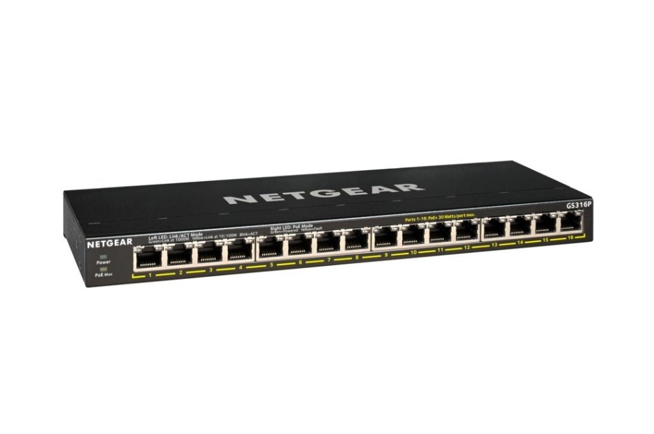 16-Port GB PoE+ unmanaged Switch, 115W, FlexPoE