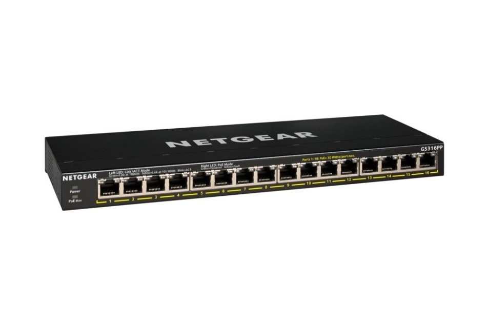 16-Port GB PoE+ unmanaged Switch, 183W, FlexPoE