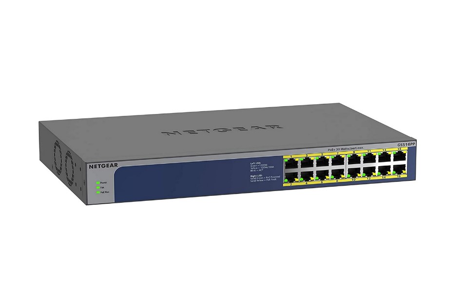 16-Port Gigabit Ethernet unmanaged PoE+ Switch, 260W