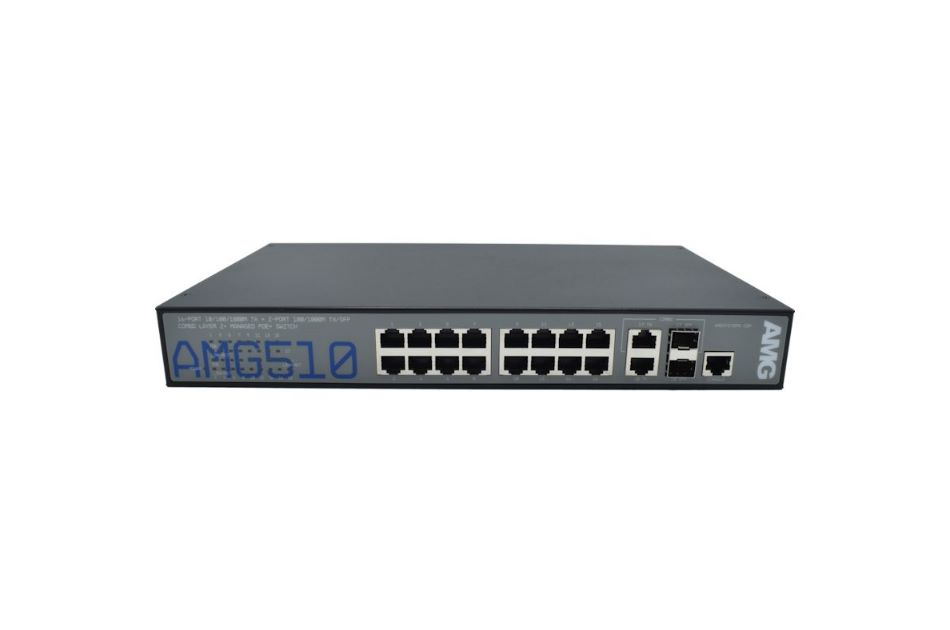 Managed Switch, 16 x 1GBT RJ45 mit 30W PoE (290W max.), 2 x 100/1000FX SFP Slots