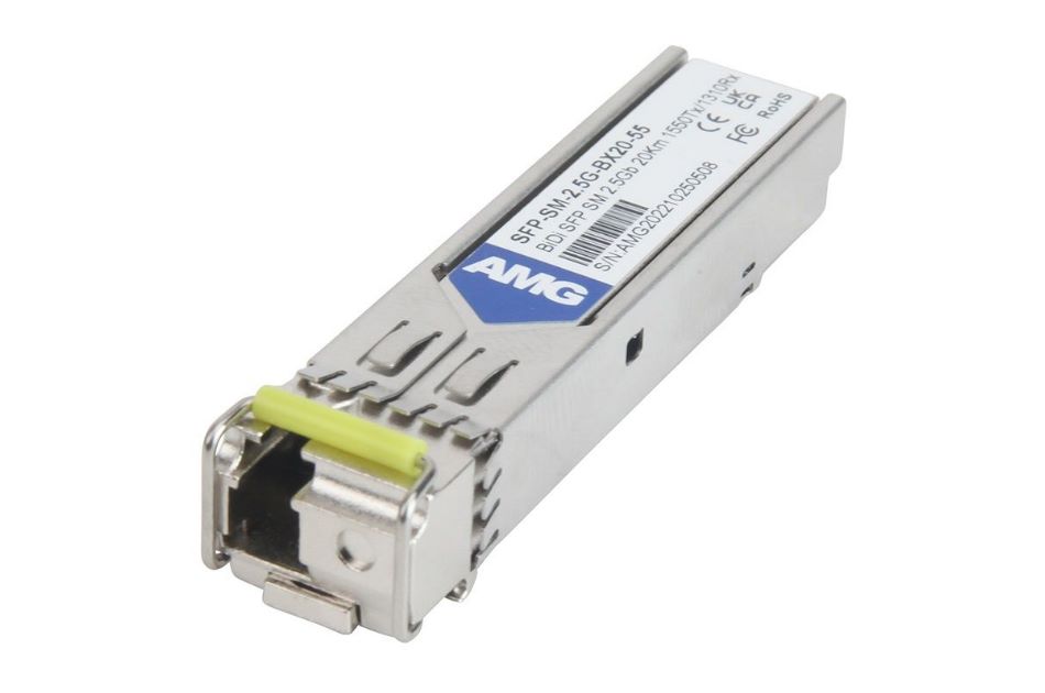 SFP, 2.5Gb/s, Einzelfaser, LC, Singlemode, 20km Reichweite Tx: 1550nm, Rx: 1310nm, DDM