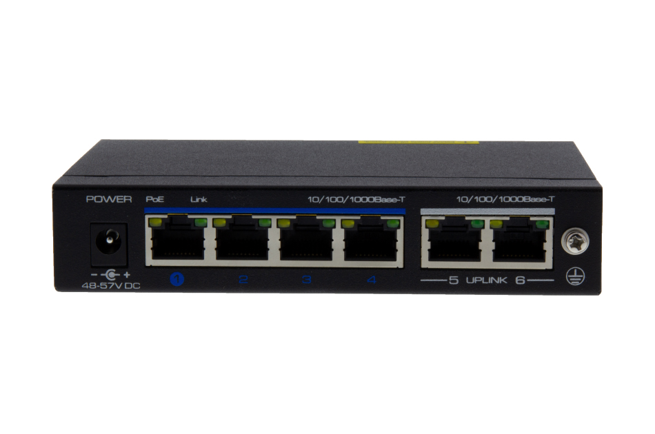 Gigabit Switch, Unmanaged, 60W, 4x PoE, 1x RJ45, 1x SFP, 10/100/1000 Mbps, Desktop