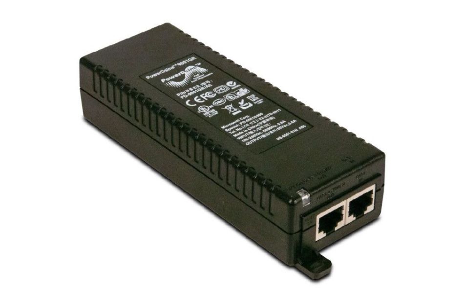 Midspan-Netzteil, 1× Ethernet-Port, 10/100/1000Base-T, 802.3at, 802.3af, 30 W