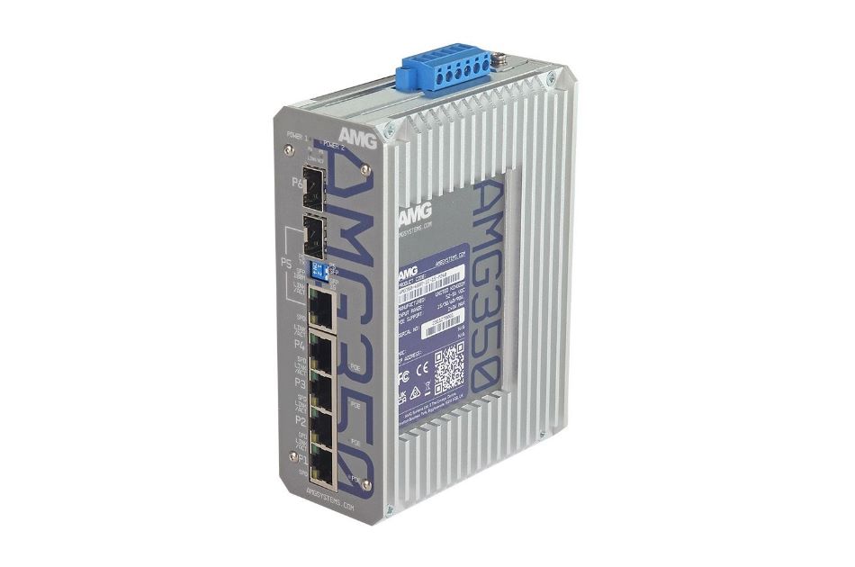 Industrieller 6 Port Unmanaged Switch, 4 x 10/100/1000 RJ45, 60/90W PoE (240W Max ),1x 100/1000Base-Fx SFP Combo Port, 52-56VDC